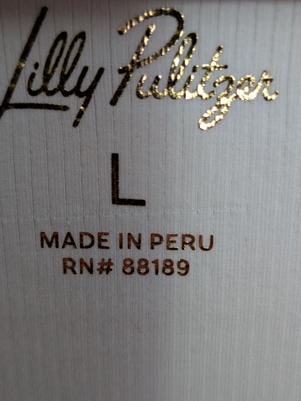 Lilly Pulitzer Cream Top with Gold Logo Accents *nwot *Large - Picture 3 of 4